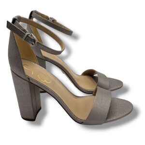 Sam Edelman NEW Yaro Womens Sandals Pewter Metallic Ankle Strap heels. Size 9